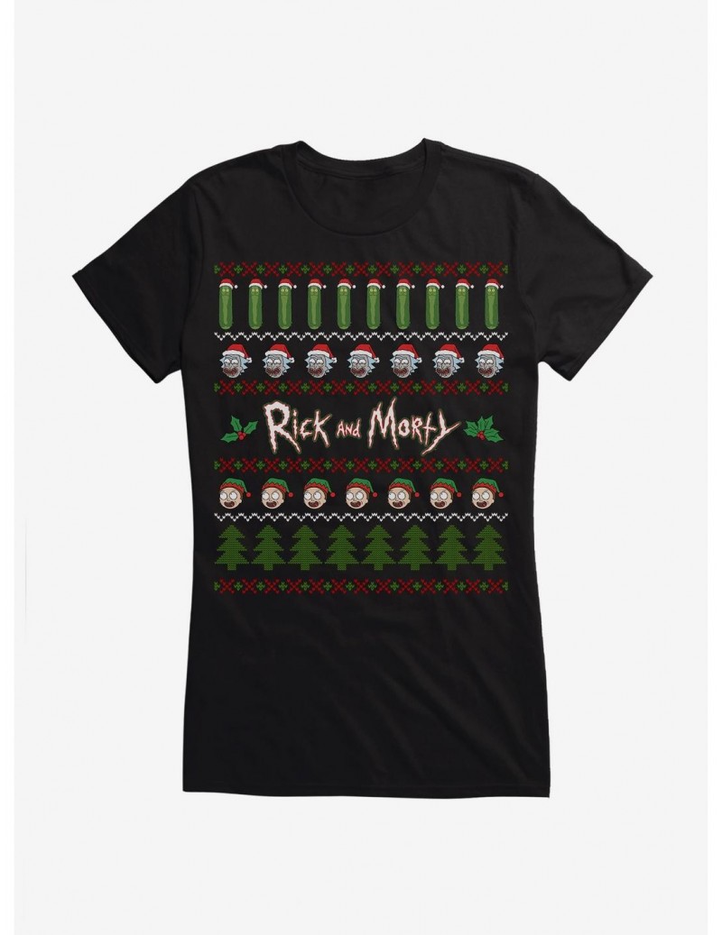 New Arrival Rick And Morty Pickle Rickmas Sweater Girls T-Shirt $9.56 T-Shirts